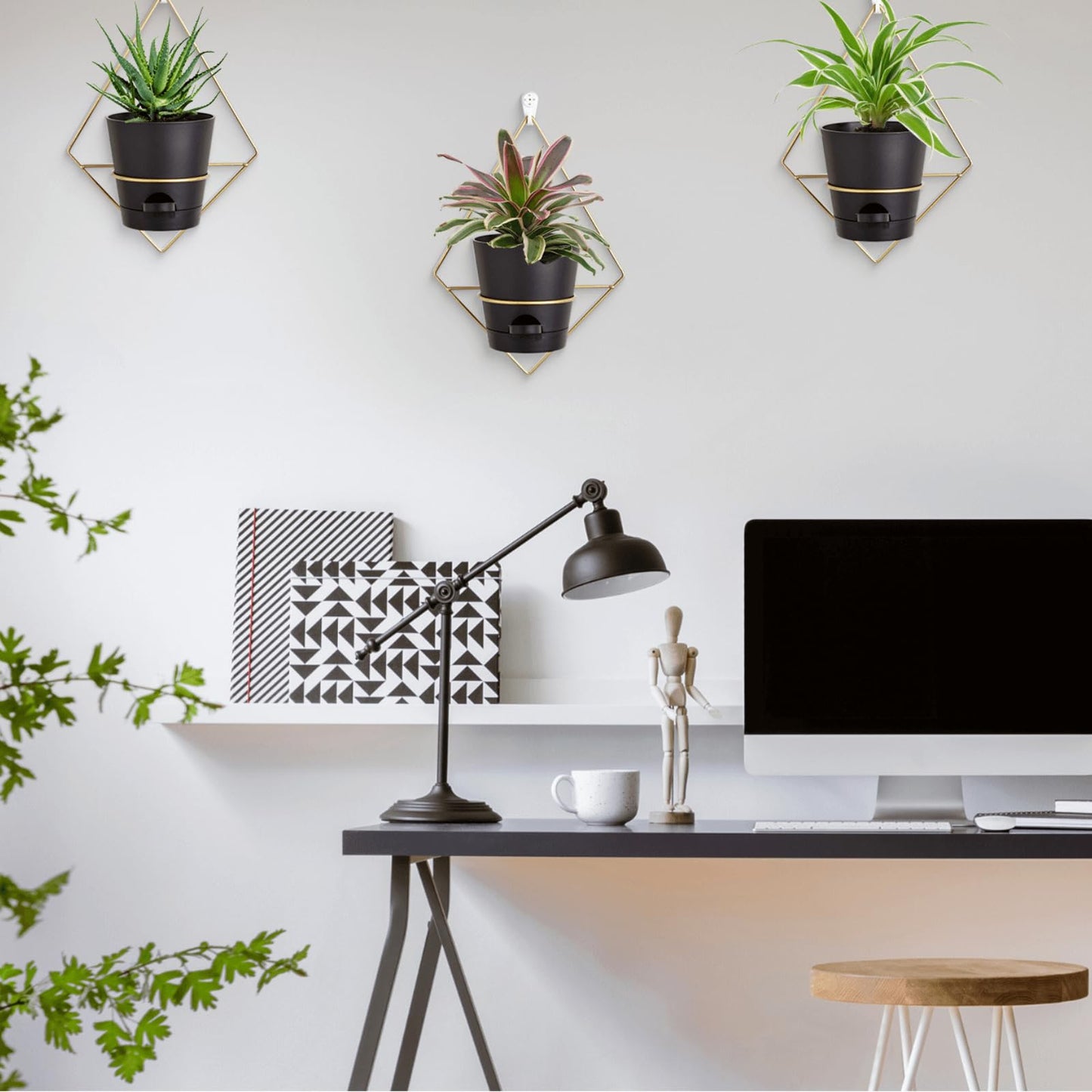 Montresor Set of 3 Gold-White 5 inch Wall Planters for Indoor Plants