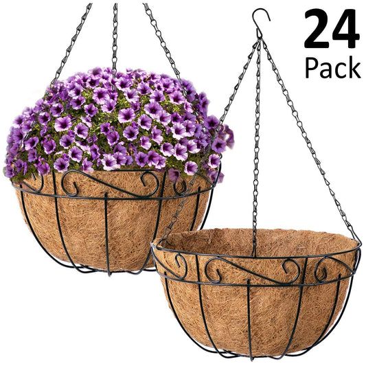 Montresor Metal Hanging Planter Basket with Coco Coir Liner Round Wire