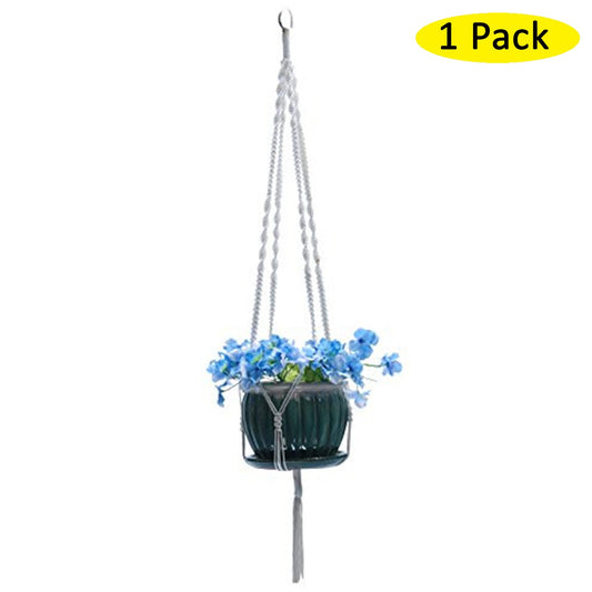 Montresor Plant Hanger Macrame White 48 Inches Long With Silver Ring