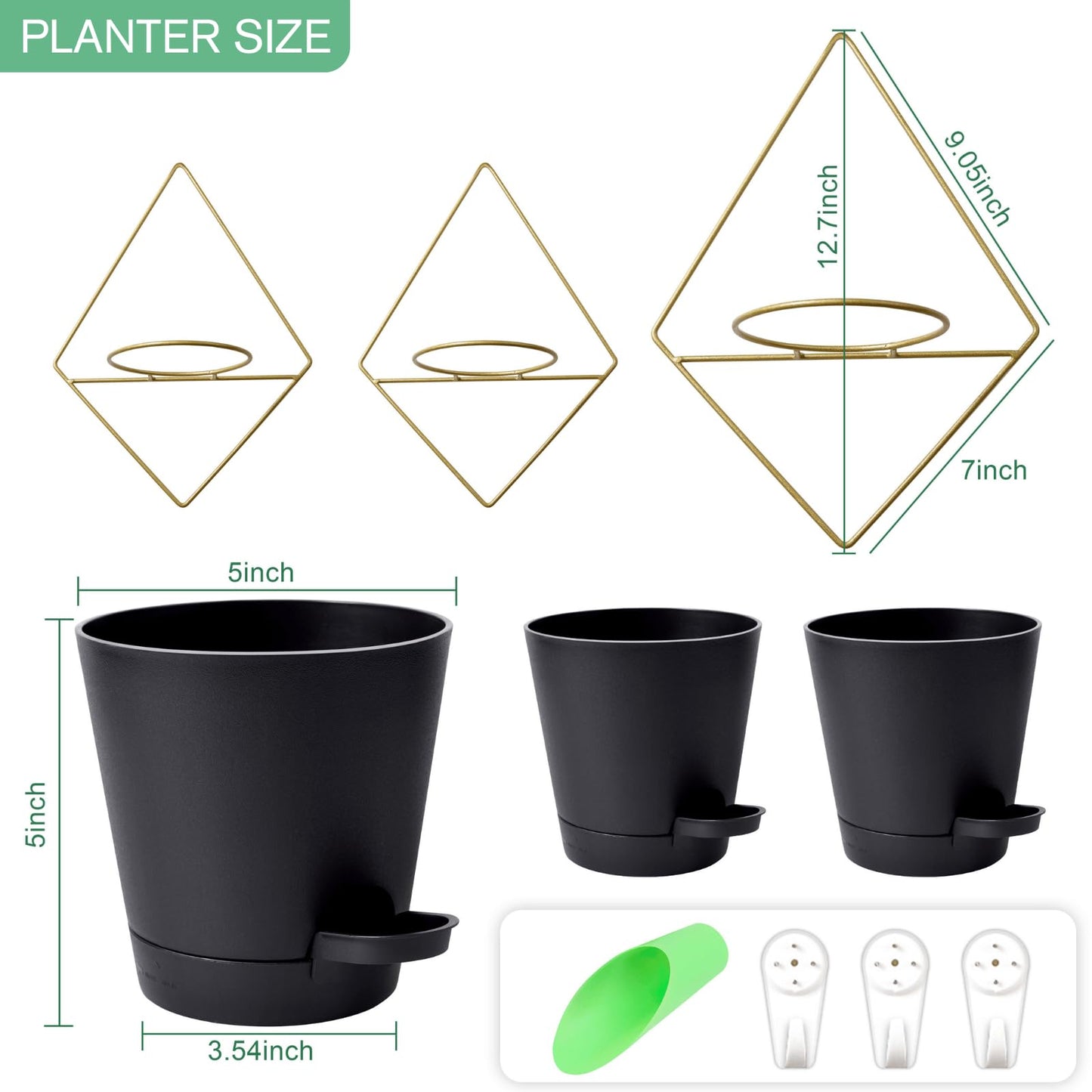 Montresor Set of 3 Gold-White 5 inch Wall Planters for Indoor Plants