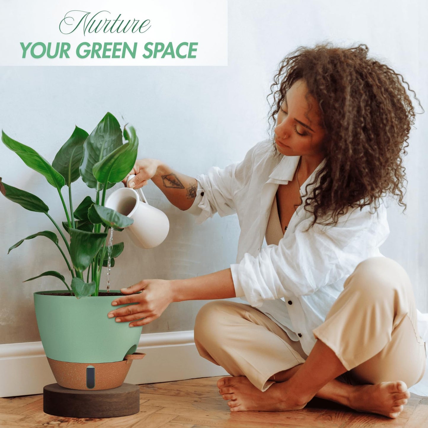 12/10/8 Inch Self Watering Pots for Indoor Plants Plastic Large Plant Pot for Outdoor Plants, Water Level Window & Spacious Reservoir Flower Pots Decorative Planter with Drainage and Tray (Black)