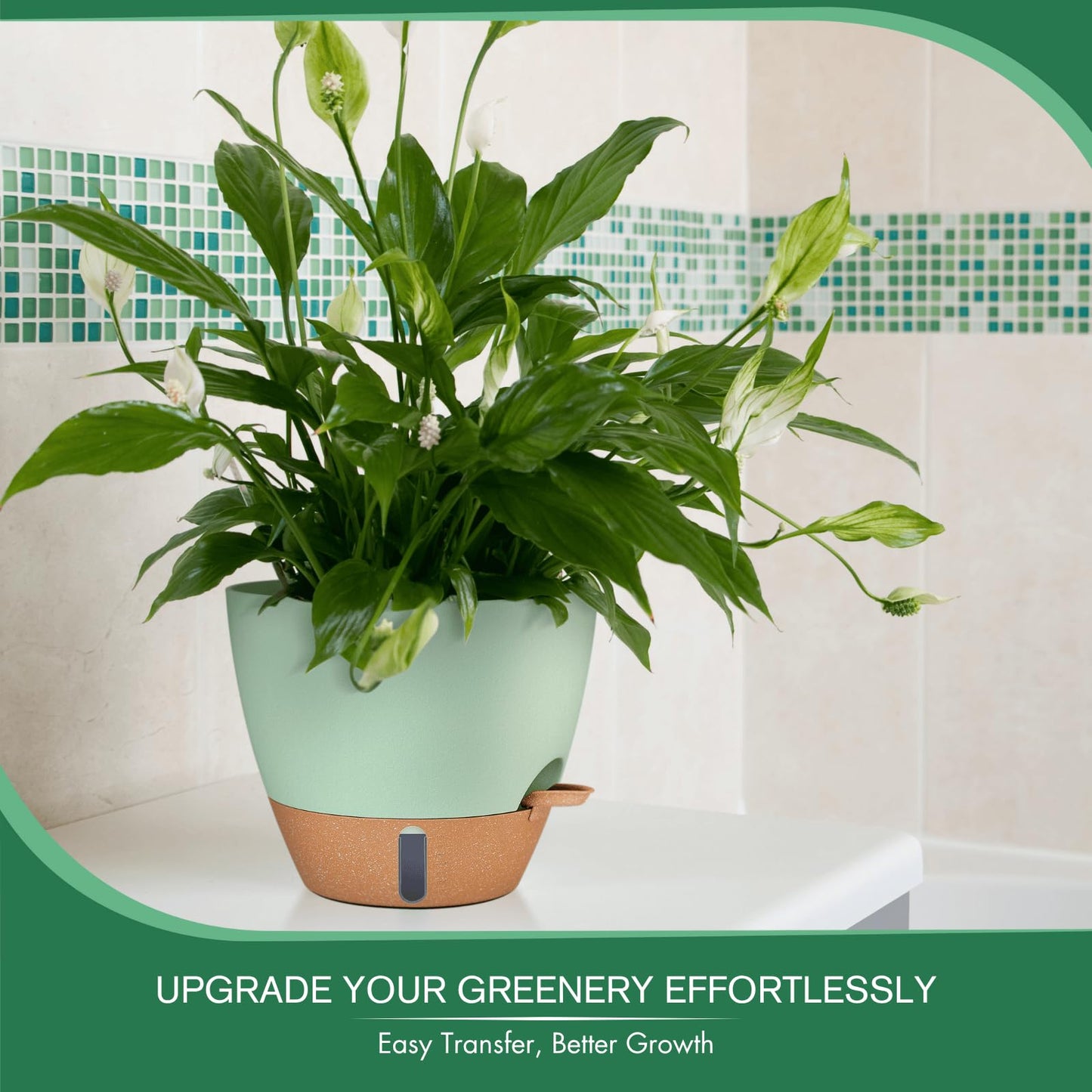 12/10/8 Inch Self Watering Pots for Indoor Plants Plastic Large Plant Pot for Outdoor Plants, Water Level Window & Spacious Reservoir Flower Pots Decorative Planter with Drainage and Tray (Black)