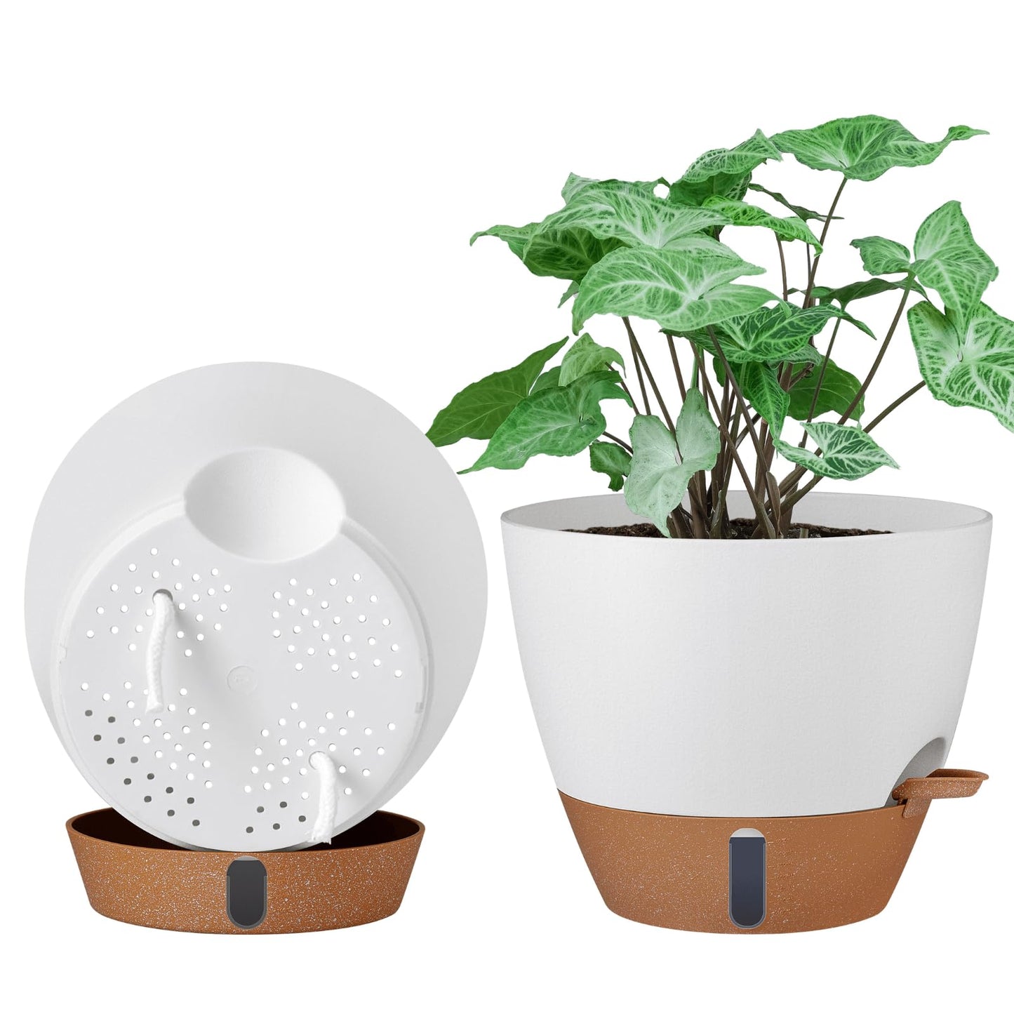 12/10/8 Inch Self Watering Pots for Indoor Plants Plastic Large Plant Pot for Outdoor Plants, Water Level Window & Spacious Reservoir Flower Pots Decorative Planter with Drainage and Tray (Black)