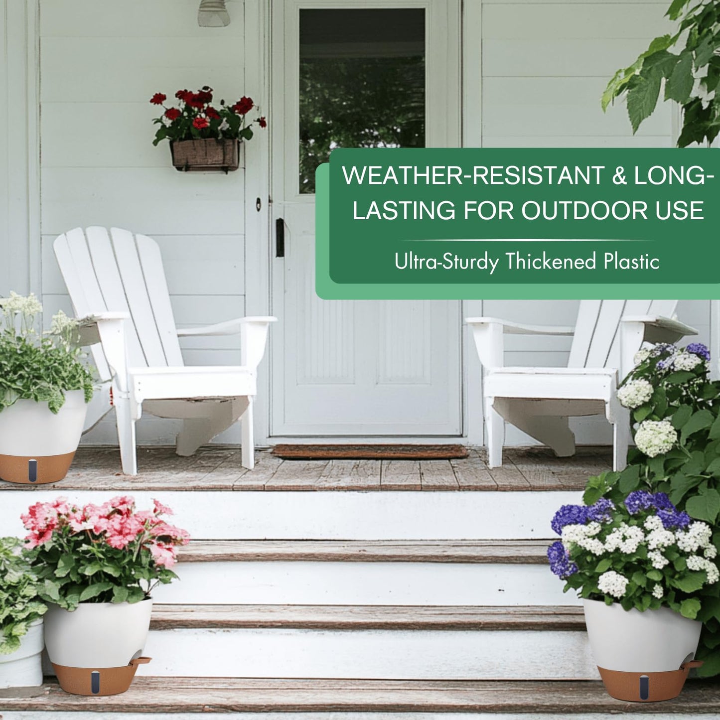 12/10/8 Inch Self Watering Pots for Indoor Plants Plastic Large Plant Pot for Outdoor Plants, Water Level Window & Spacious Reservoir Flower Pots Decorative Planter with Drainage and Tray (Black)