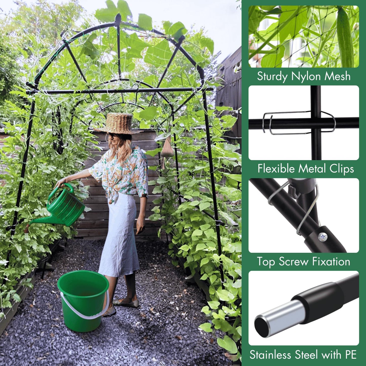 Montresor Garden Arch Trellis 7FT Extra Tall Polyethylene-Coated Stainless Steel Garden