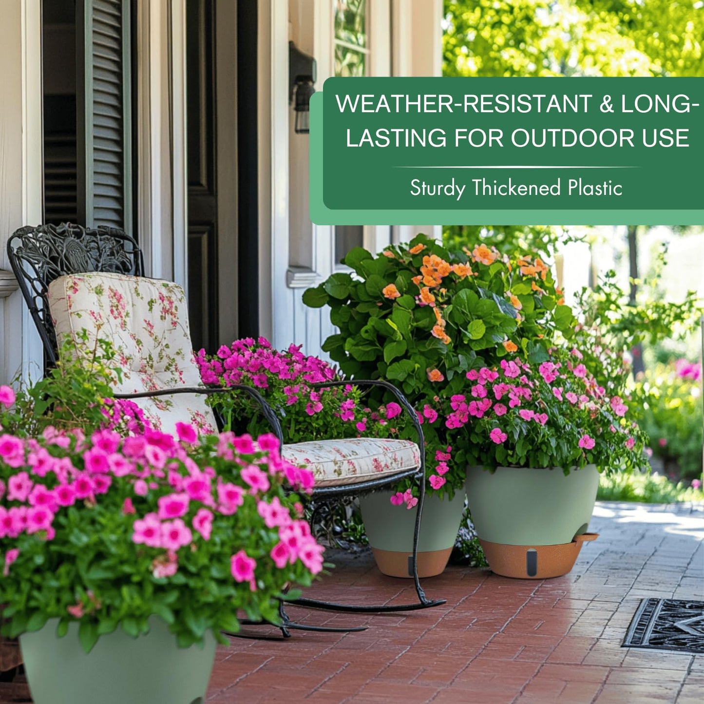 12/10/8 Inch Self Watering Pots for Indoor Plants Plastic Large Plant Pot for Outdoor Plants, Water Level Window & Spacious Reservoir Flower Pots Decorative Planter with Drainage and Tray (Black)