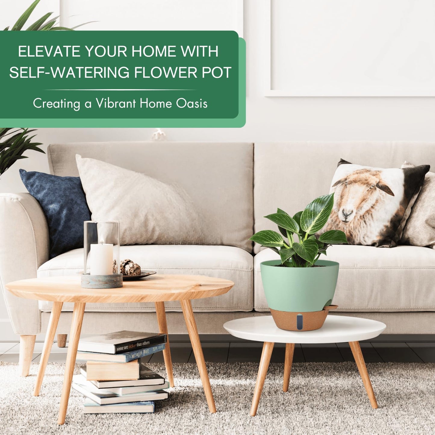 12/10/8 Inch Self Watering Pots for Indoor Plants Plastic Large Plant Pot for Outdoor Plants, Water Level Window & Spacious Reservoir Flower Pots Decorative Planter with Drainage and Tray (Black)