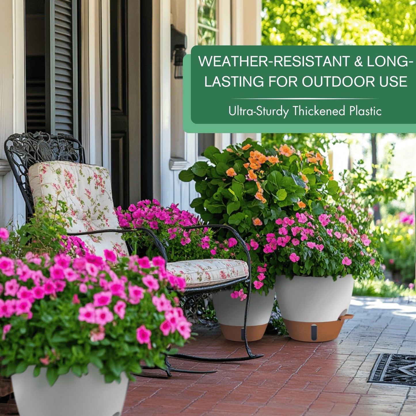 12/10/8 Inch Self Watering Pots for Indoor Plants Plastic Large Plant Pot for Outdoor Plants, Water Level Window & Spacious Reservoir Flower Pots Decorative Planter with Drainage and Tray (Black)